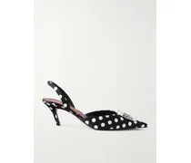 Camelia 60 Polka-dot Velvet Slingback Sandals - Black
