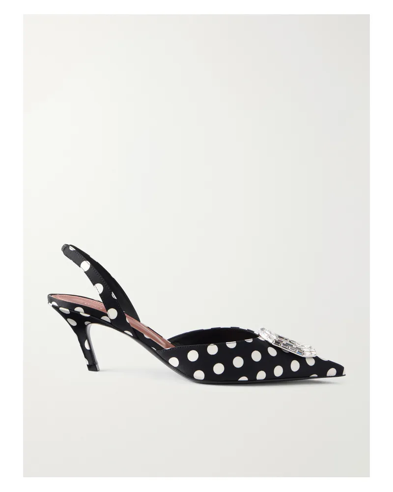 Amina Muaddi Camelia 60 Polka-dot Velvet Slingback Sandals - Black Black