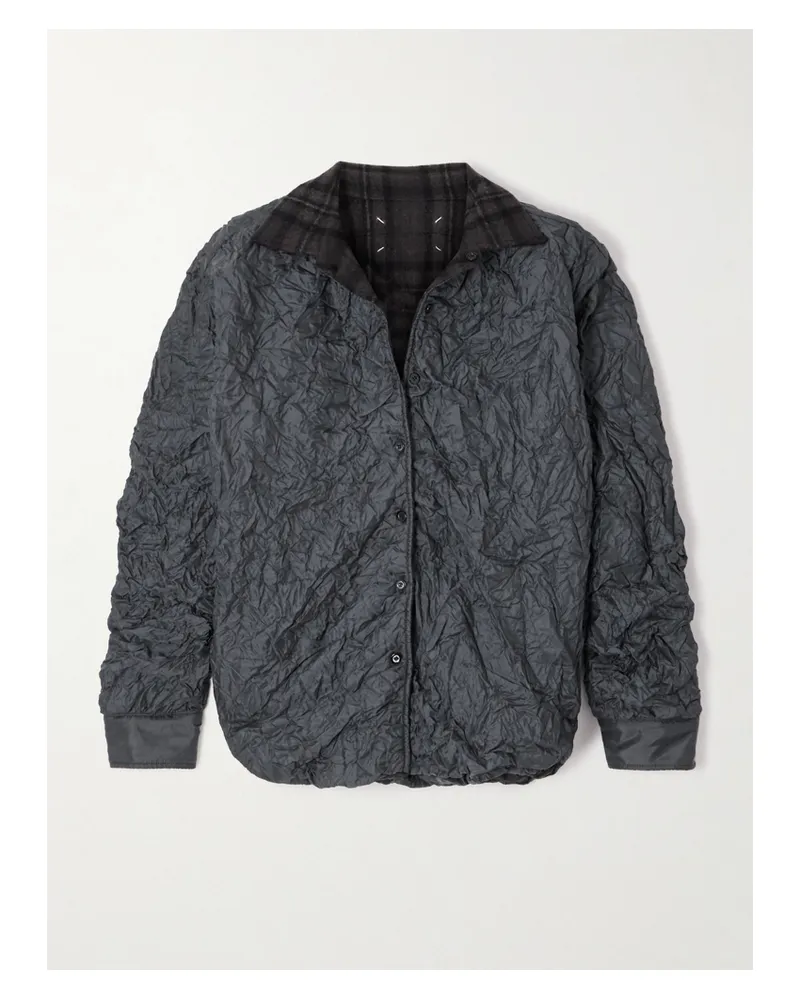 Maison Margiela Wattierte Jacke Aus Gestepptem Shell In Knitteroptik Mit Wollbesätzen - Braun Braun