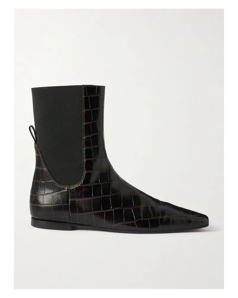 Totême Ankle Boots Aus Leder Mit Krokodileffekt - Braun Braun