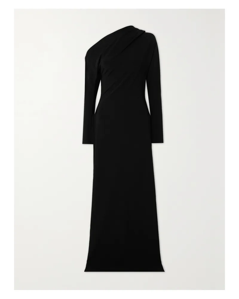 Esse Studios Fila Asymmetrisches Maxikleid Aus Stretch-jersey Mit Cut-out - Schwarz Schwarz