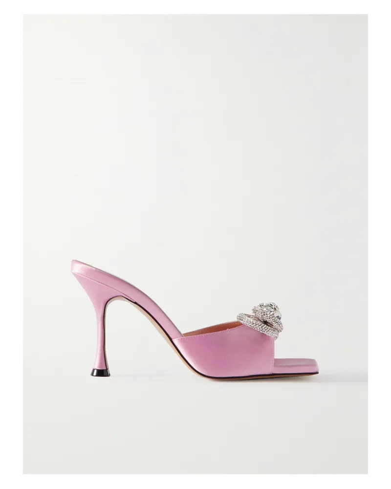 Mach & Mach Double Bow Mules Aus Satin Mit Kristallen - Pink Pink
