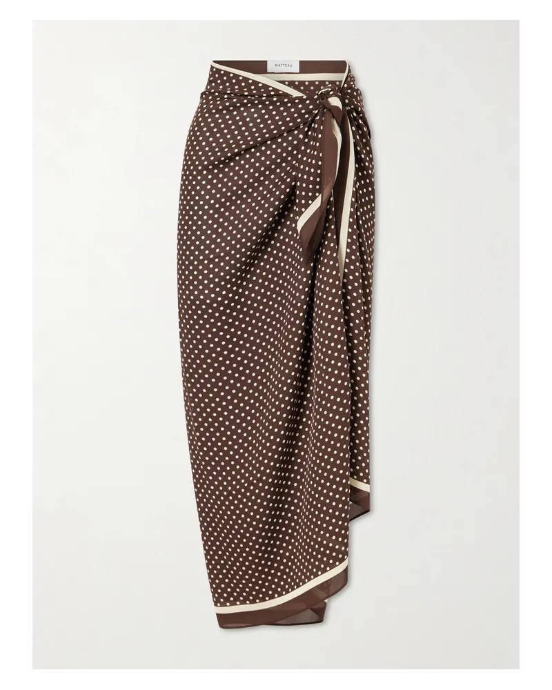Matteau Polka-dot Silk-georgette Pareo - Brown Brown