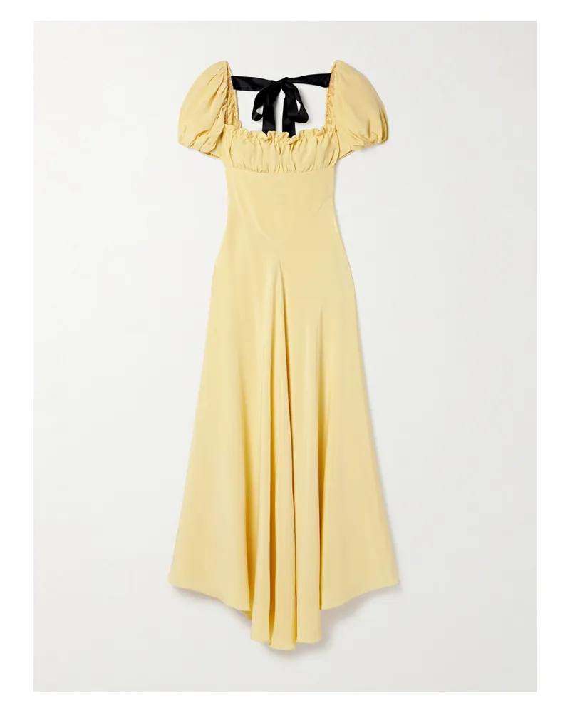 Rodarte Maxikleid Aus Seiden-crêpe Mit Applikation Und Satinschleife - Gelb Gelb