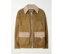 Launton Checked Corduroy-trimmed Waxed-cotton Jacket - Neutrals