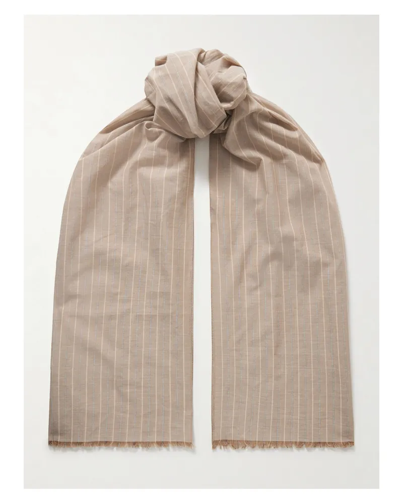 The Row Guel Schal Aus Gestreiftem Baumwoll-voile Mit Fransen - Neutral Neutral