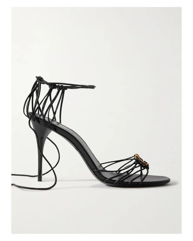 Saint Laurent Babylone Sandalen Aus Leder Mit Knoten Und Verzierungen - Schwarz Schwarz