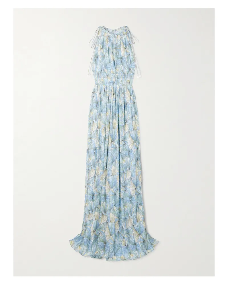 Veronica Beard Yardley Plissiertes Maxikleid Aus Bedrucktem Chiffon - Blau Blau