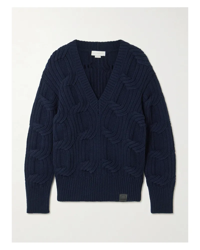 Stella McCartney Falabella Cable-knit Wool Sweater - Blue Blue