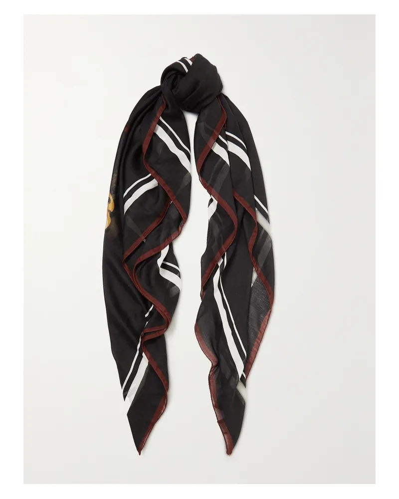 Saint Laurent Printed Modal And Cashmere-blend Scarf - Black Black