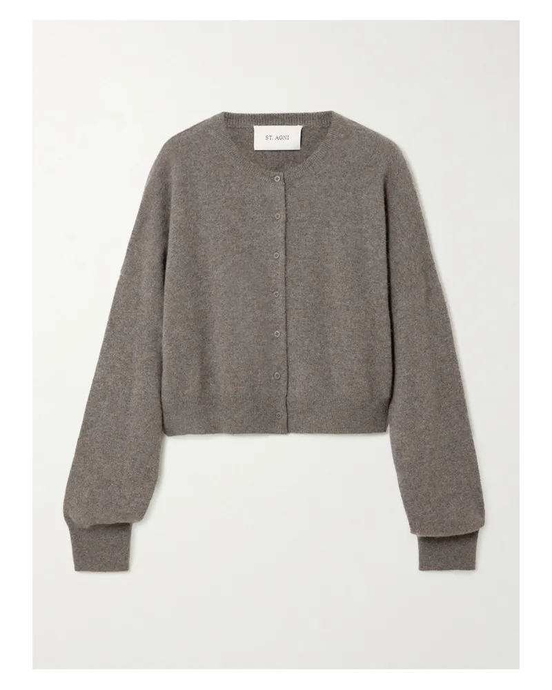 St. Agni Cropped Cashmere Cardigan - Gray Gray