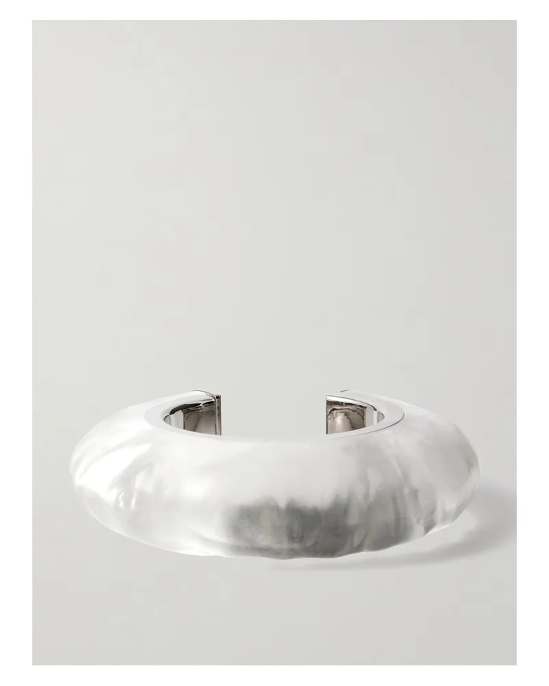Alaïa Bumper Silberfarbene Armspange Aus Plexiglas Silber