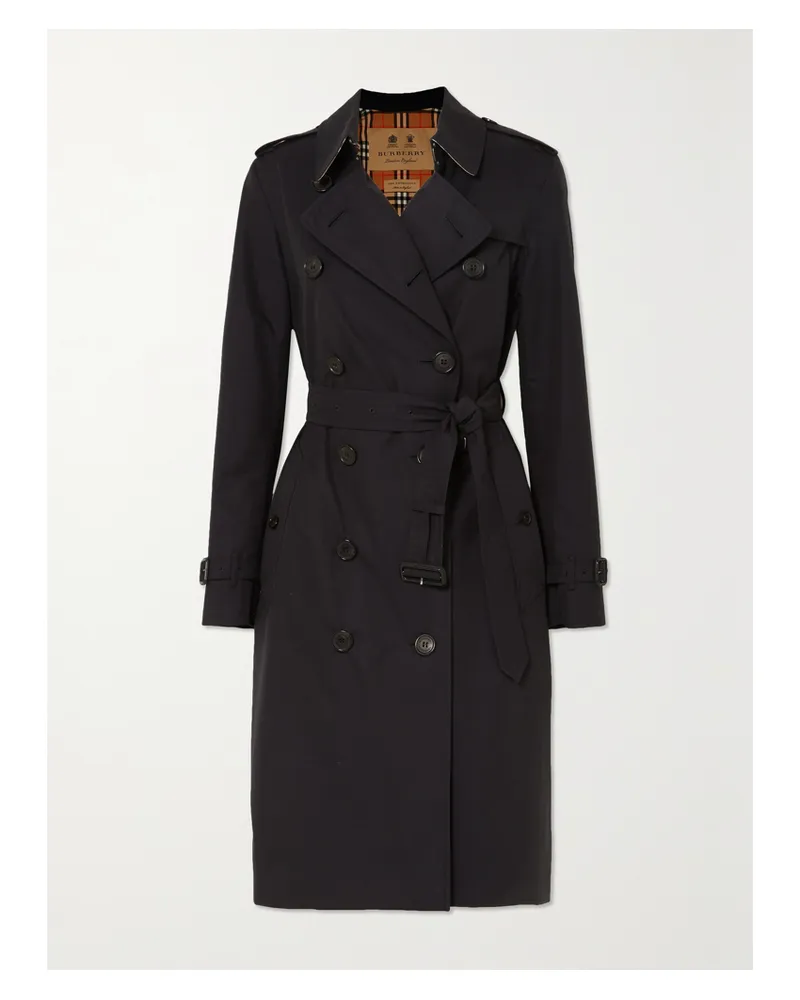 Burberry Kensington Long Organic Cotton-gabardine Trench Coat - Black Black