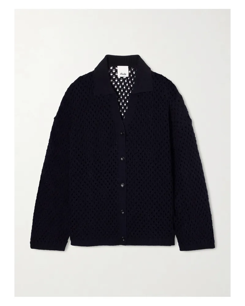 ALLUDE Hemd Aus Einer Woll-kaschmirmischung In Lochstrick - Schwarz Schwarz