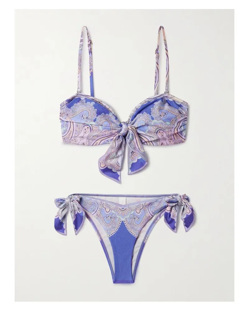 Zimmermann Maxine Wandelbarer Bikini Mit Paisley-muster - Blau Blau