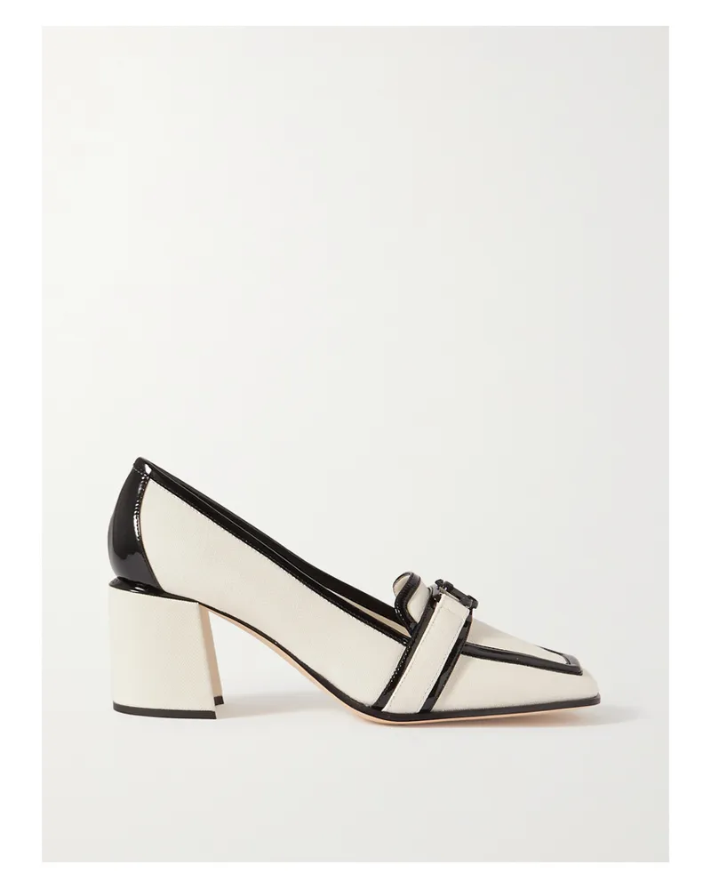 Jimmy Choo Evin 65 Pumps Aus Canvas Mit Lacklederbesätzen Und Verzierung - Weiß Weiß