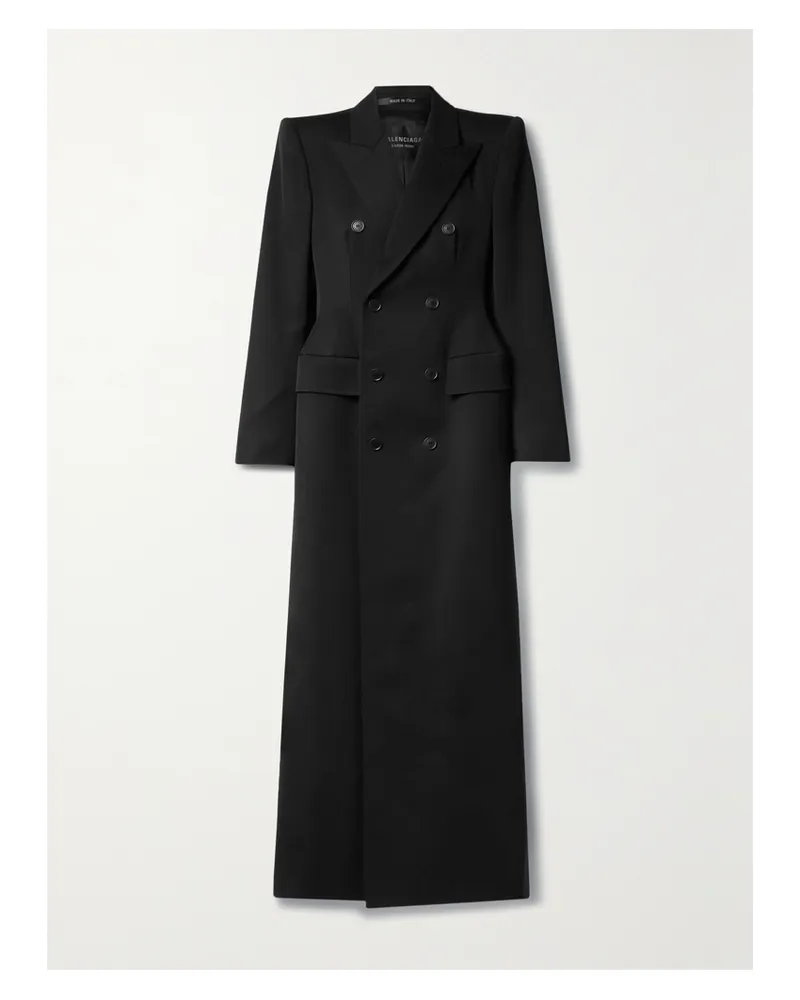 Balenciaga Hourglass Double-breasted Wool-twill Coat - Black Black