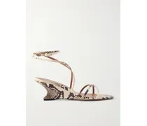 Nina Snake-effect Leather Wedge Sandals - Animal Print