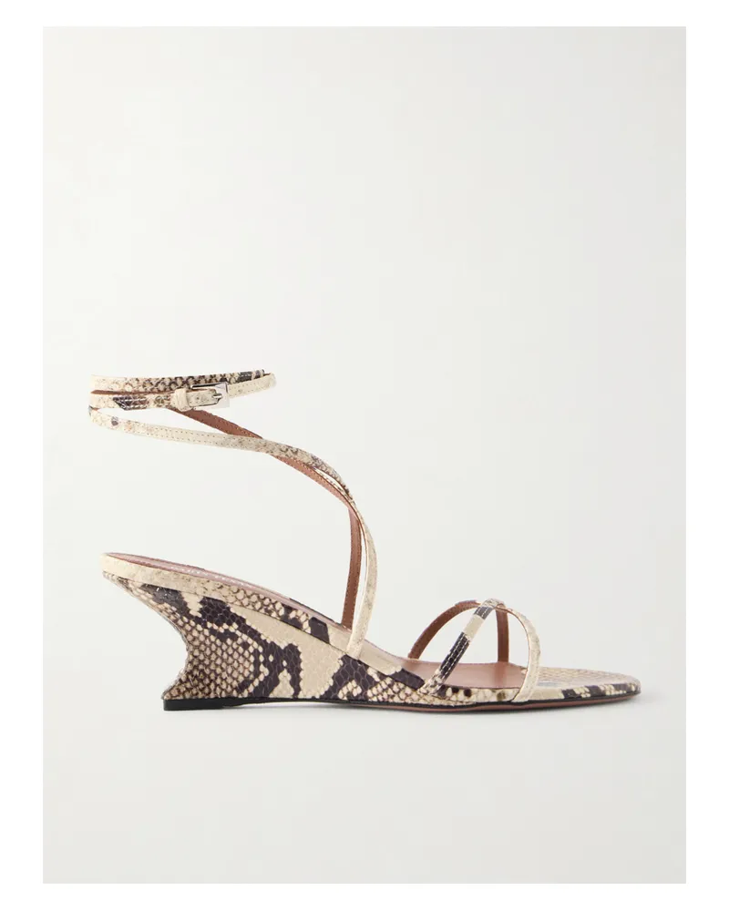 Paris Texas Nina Snake-effect Leather Wedge Sandals - Animal Print Animal