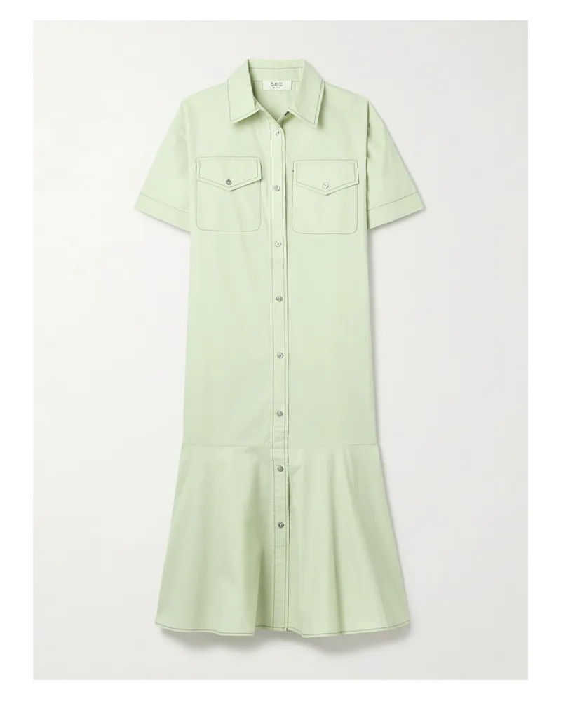 Sea Sullivan Midi-hemdblusenkleid Aus Baumwollpopeline - Grün Grün