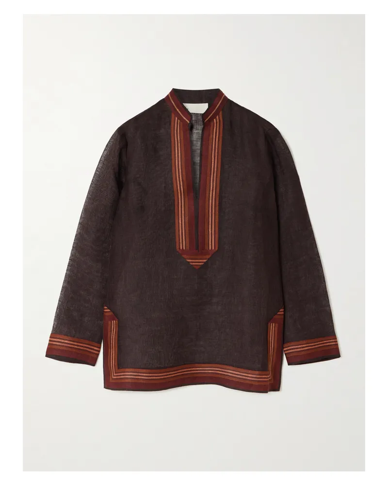 Tory Burch Tunika Aus Leinen Mit Streifen - Braun Braun