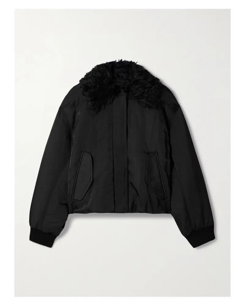 Proenza Schouler Vadra Wattierte Jacke Aus Recyceltem Twill Mit Besatz Aus Fleece Aus Einer Mohair-baumwollmischung - Schwarz Schwarz
