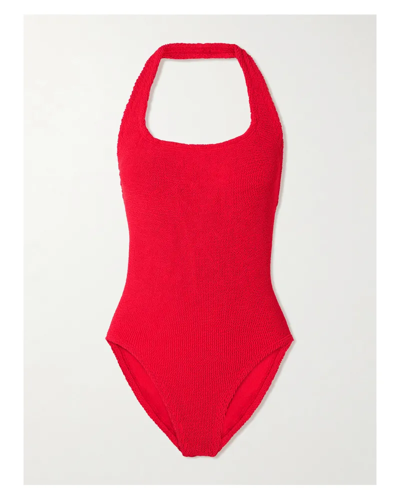 Hunza G Sandy Neckholder-badeanzug Aus Seersucker - Rot Rot
