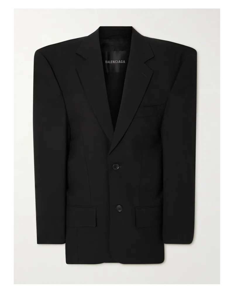 Balenciaga Oversized Wool Blazer - Black Black