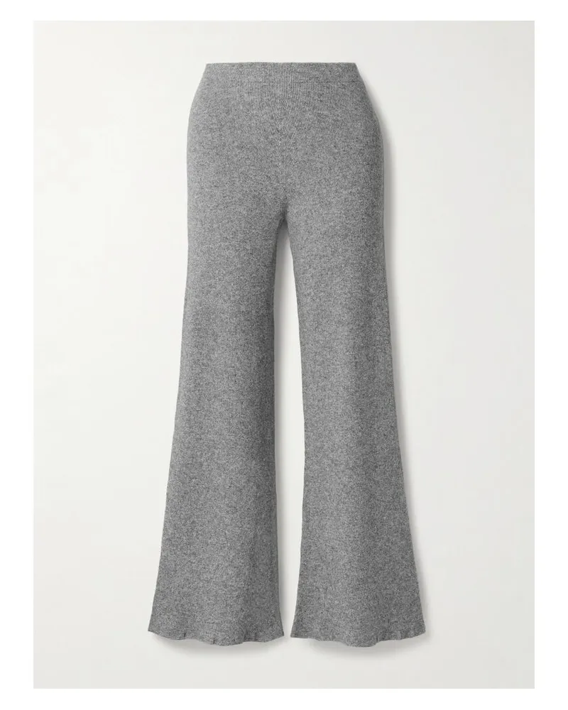 The Elder Statesman Hose Mit Weitem Bein Aus Delicash-material Aus Einer Gerippten Kaschmir-seidenmischung - Grau Grau