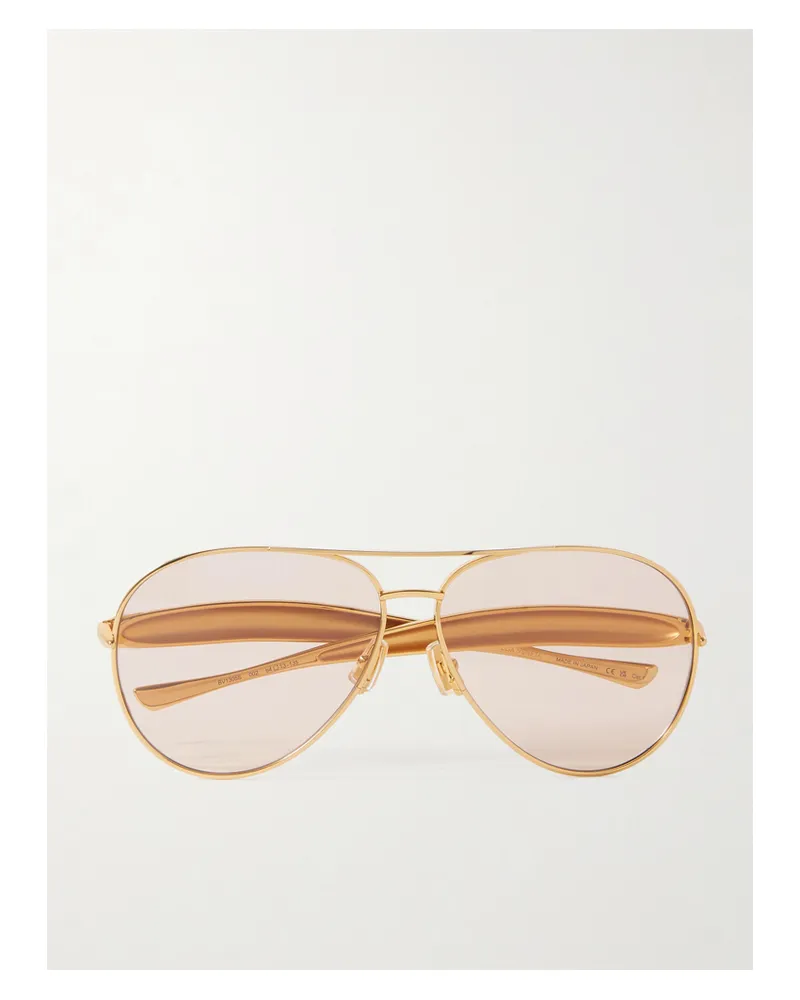 Bottega Veneta Sardine Goldfarbene Pilotensonnenbrille Gold