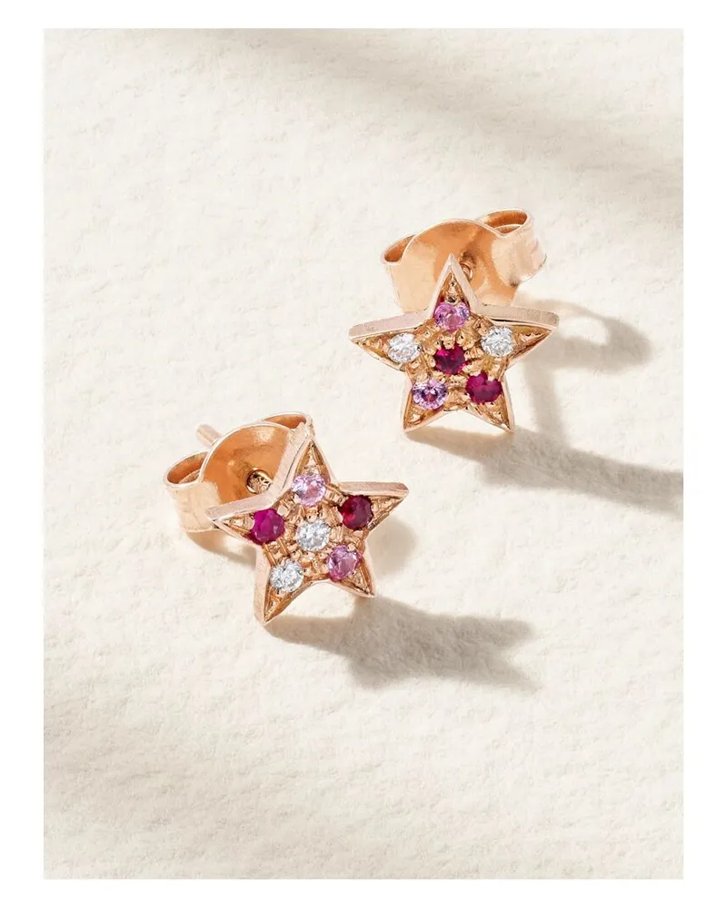 Carolina Bucci Superstellar Ohrstecker Aus 18 Karat Roségold Mit Diamanten Und Mehreren Steinen Gold