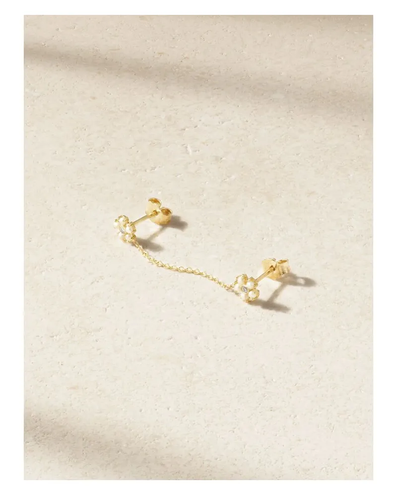 Jennifer Meyer Flower Einzelner Ohrring Aus 18 Karat Gold Mit Perlen Und Diamanten Gold