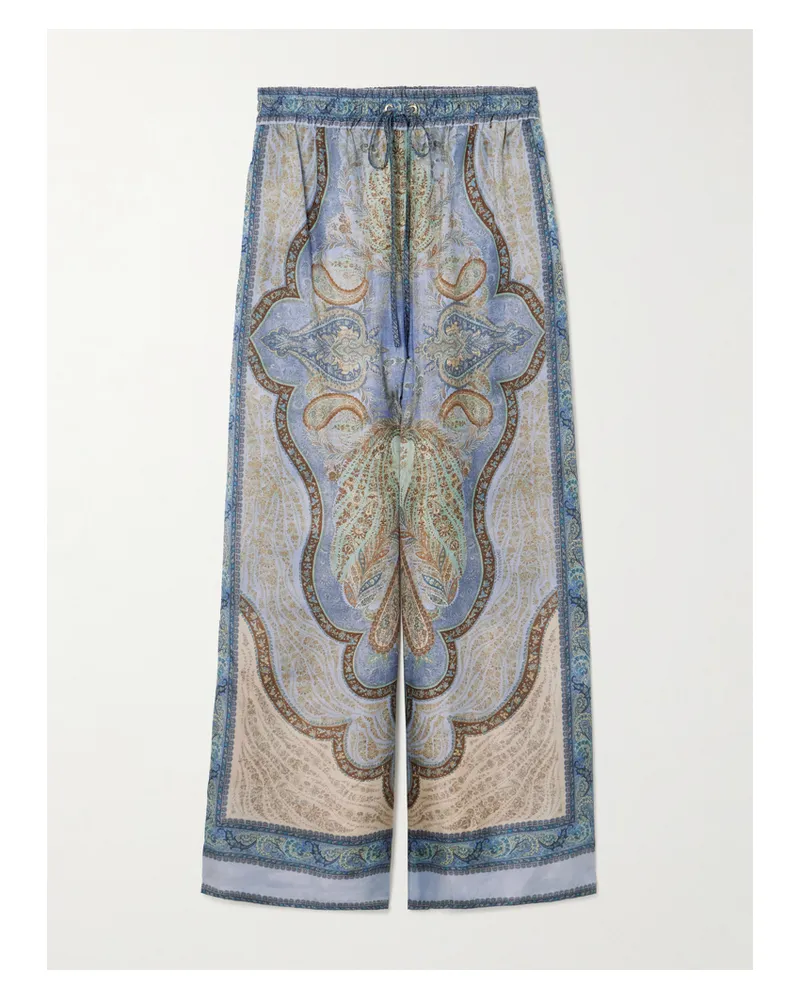 Zimmermann Wanderlust Hose Mit Weitem Bein Aus Bedruckter Habutai-seide - Blau Blau