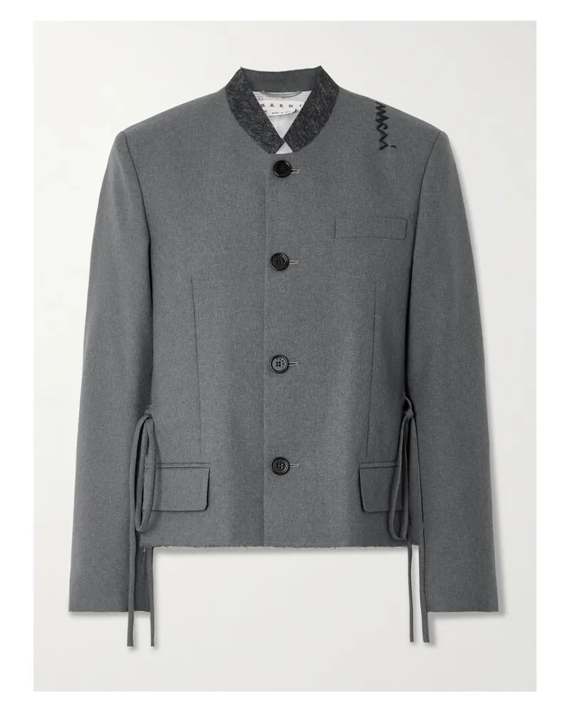 Marni Wolljacke Mit Filzbesatz Und Fransen - Grau Grau