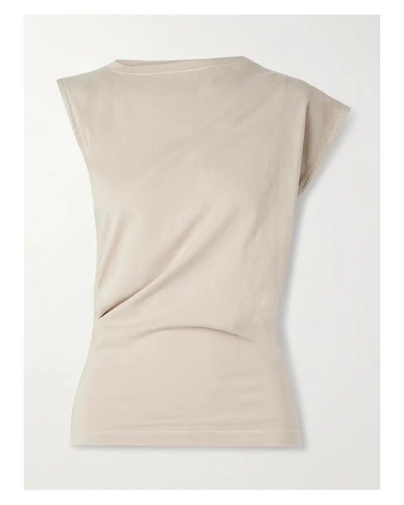 AGOLDE Beth Draped Organic Cotton-jersey T-shirt - Gray Gray