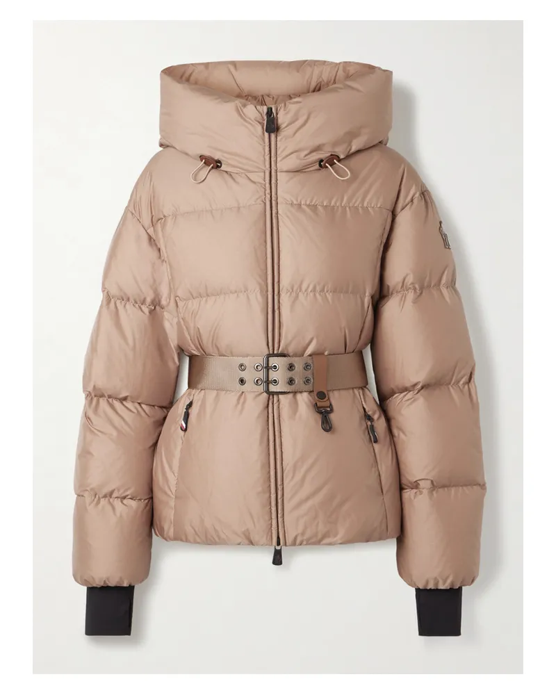 Moncler Nisene Hooded Belted Quilted Ripstop Down Ski Jacket - Rose gold Rose