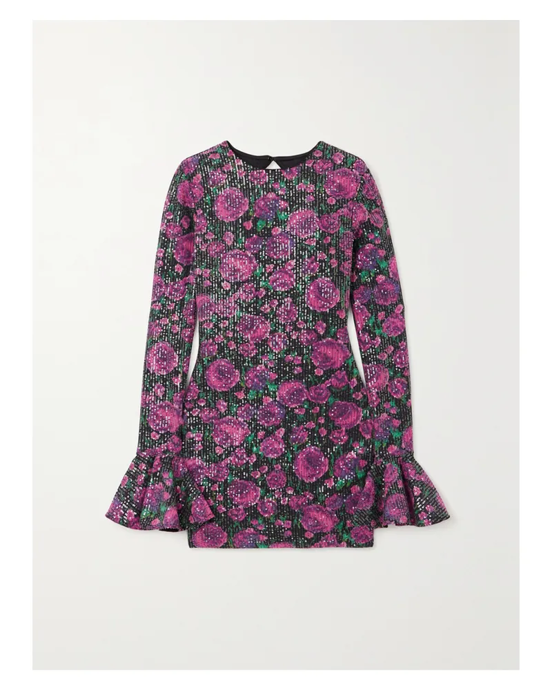 ROTATE Birger Christensen Rosita Rückenfreies Minikleid Aus Recyceltem Chiffon Mit Pailletten - Mehrfarbig Mehrfarbig