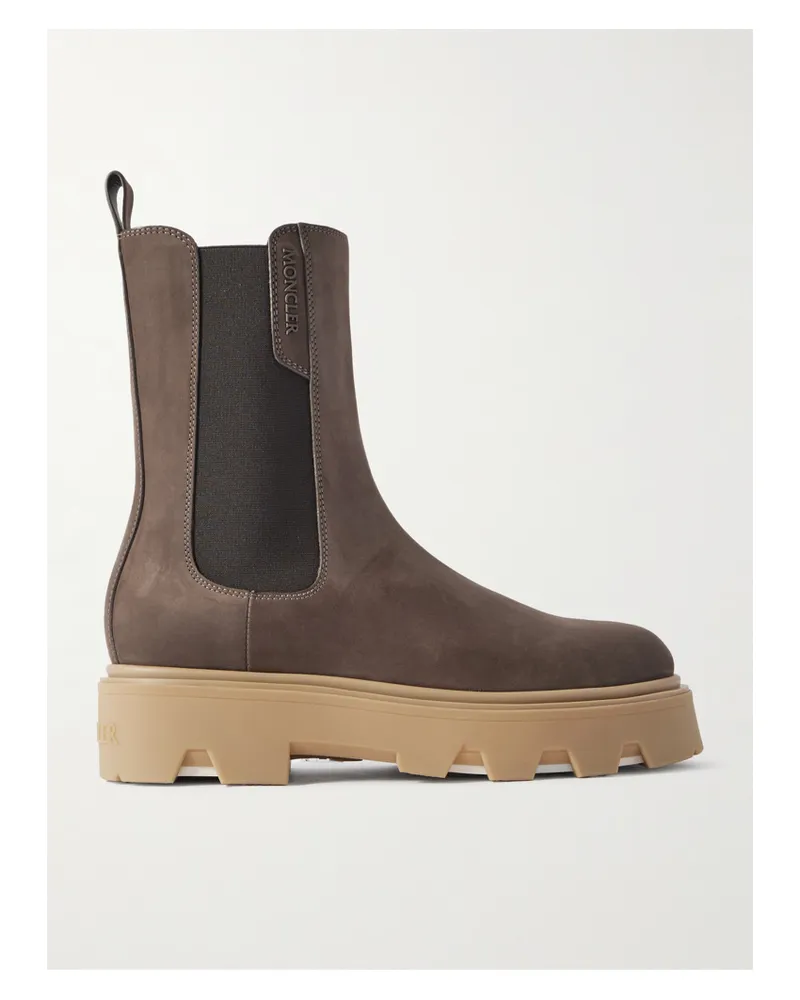 Moncler Aurea Chelsea Boots Aus Veloursleder - Braun Braun