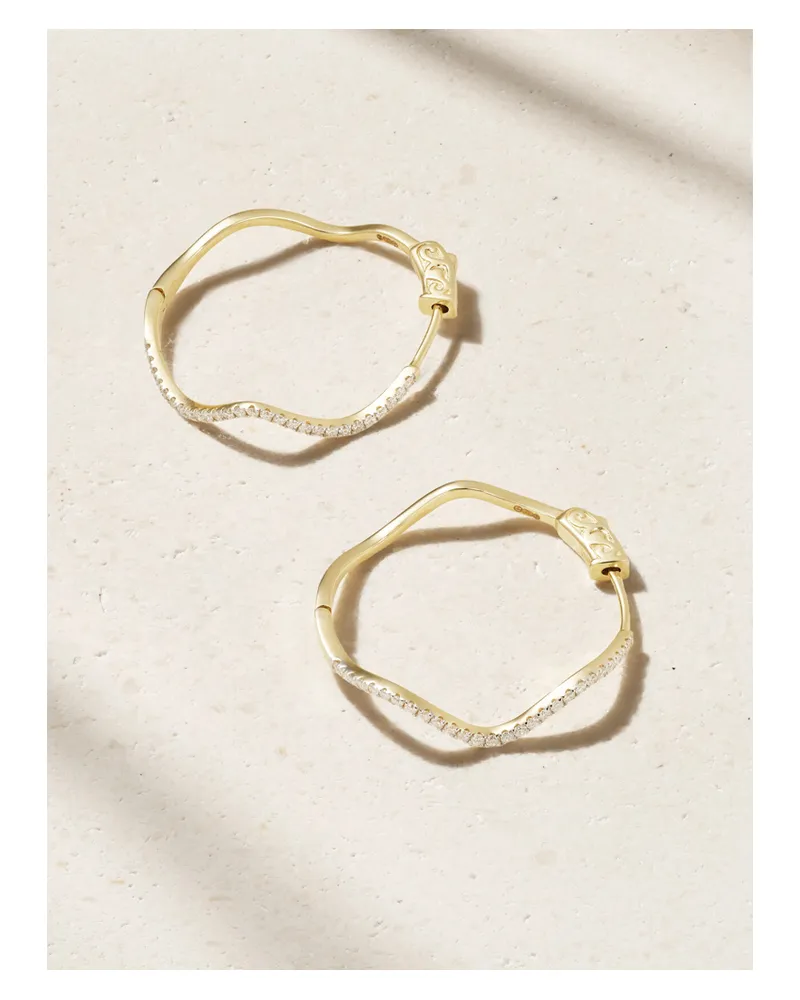 MATEO Wave Creolen Aus 14 Karat Gold Mit Diamanten Gold