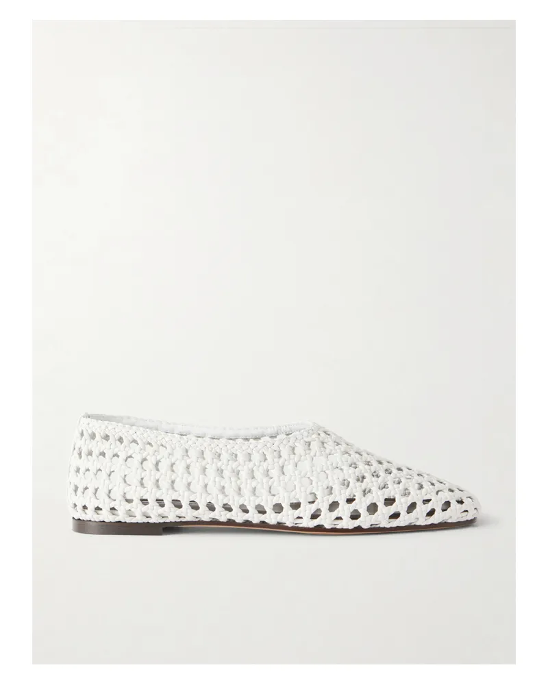 Emme Parsons High Throat Woven Leather Ballet Flats - White White