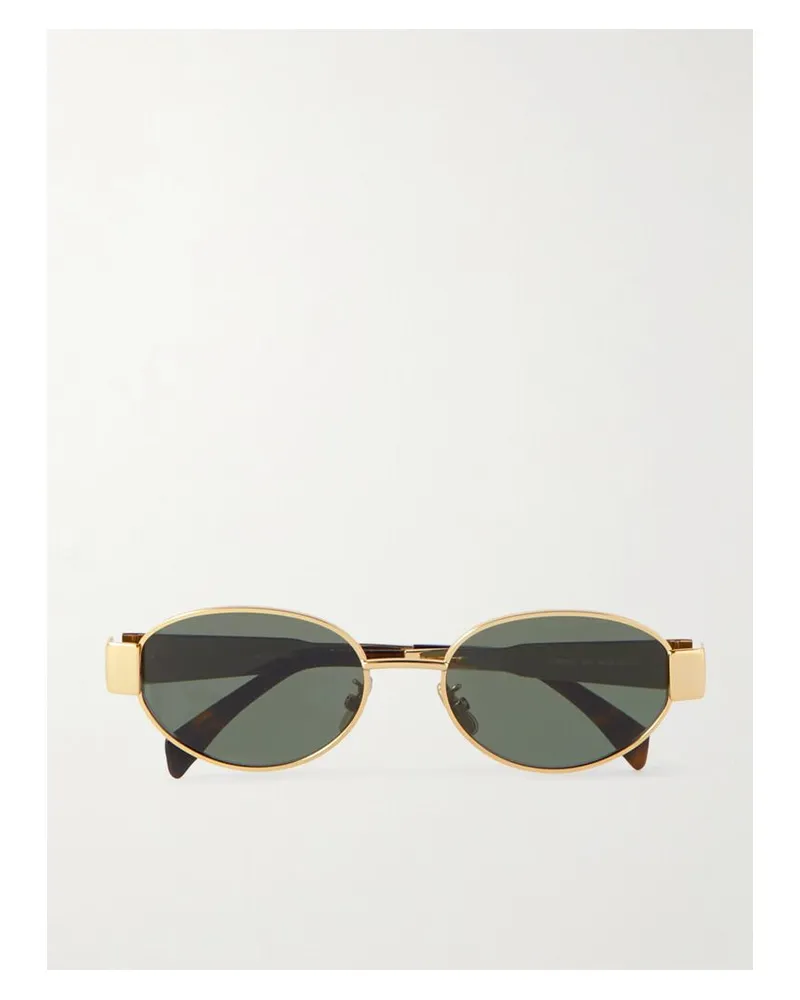 Celine Goldfarbene Sonnenbrille Mit Ovalem Rahmen Aus Azetat In Hornoptik Gold