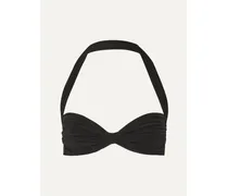 Bill Gerafftes Neckholder-bikini-oberteil - Schwarz