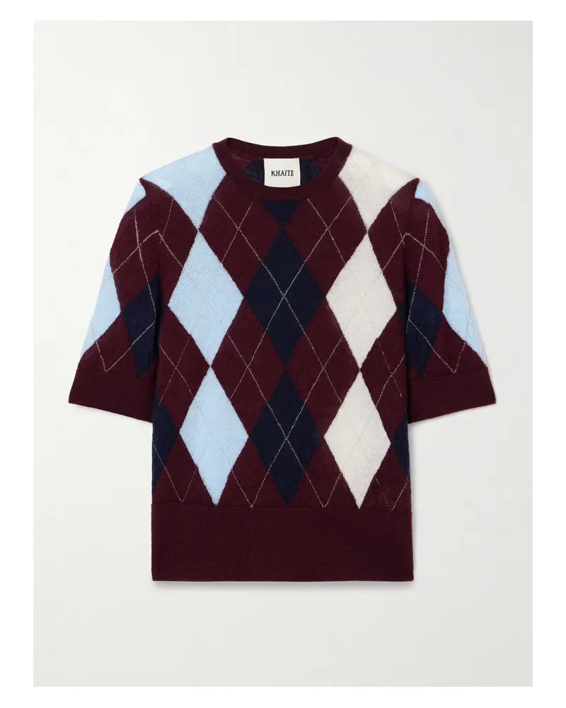 KHAITE Anders Argyle Cashmere And Mohair-blend Sweater - Burgundy Burgundy