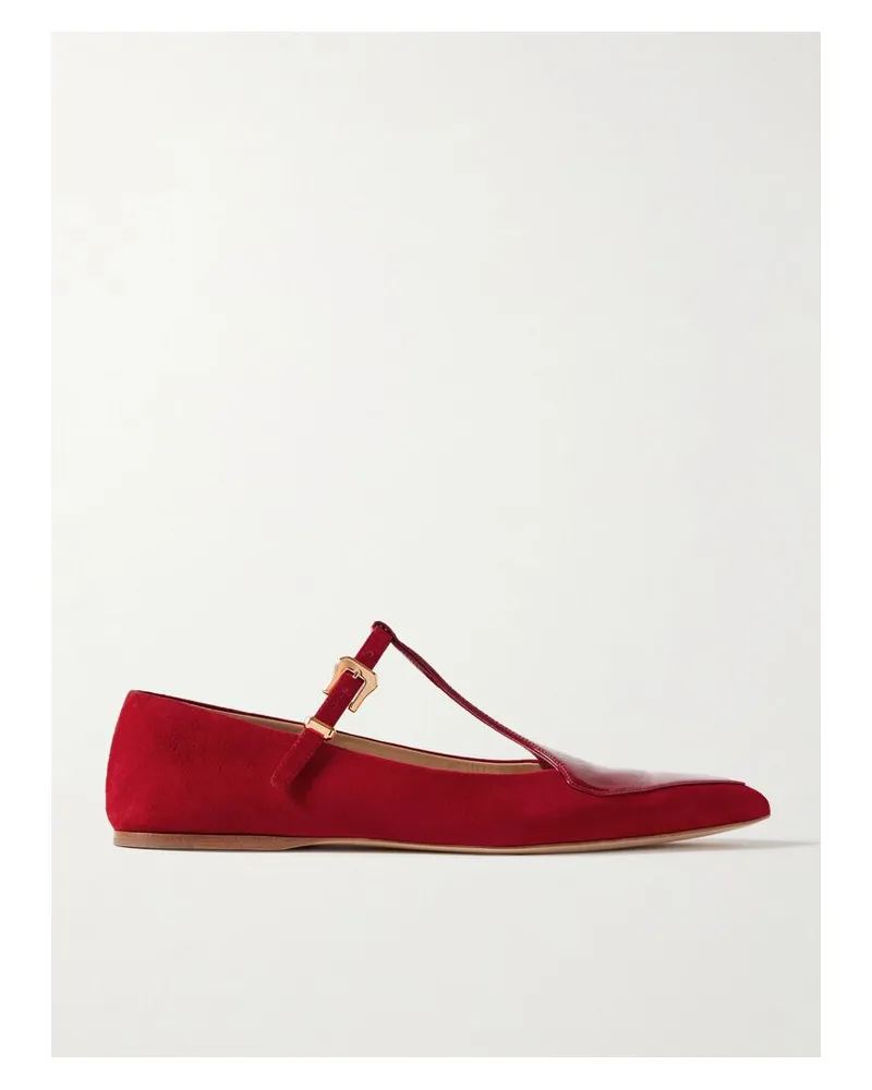 Gabriela Hearst Liv Mary-jane-ballerinas Aus Veloursleder Mit Besatz Aus Lackleder - Rot Rot