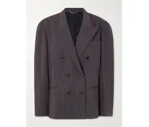 Doppelreihiger Oversized-blazer Aus Merinowolle Mit Nadelstreifen - Braun