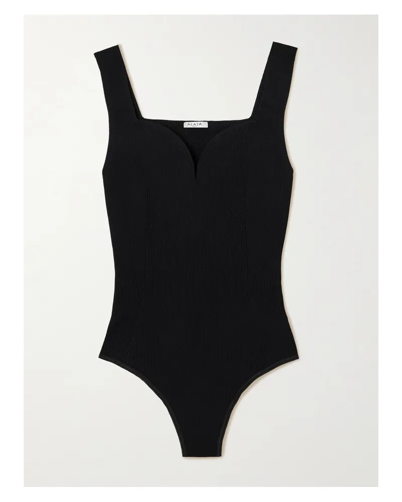 Alaïa Ribbed Jersey Bodysuit - Black Black