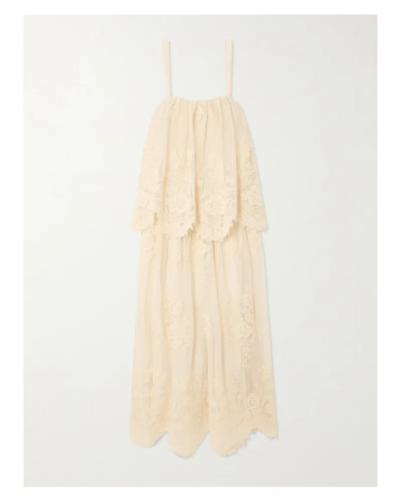 Zimmermann Midikleid Aus Spitze Mit Stufen - Creme Creme