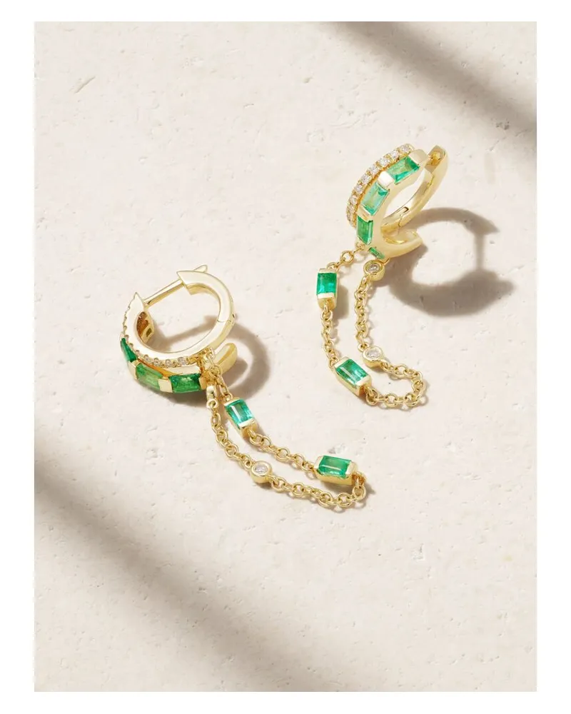 SHAY Ohrringe Aus 18 Karat Gold Mit Smaragden Und Diamanten - Grün Grün