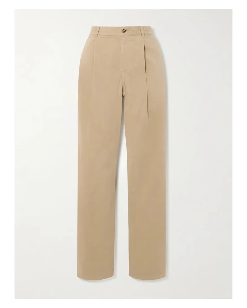 Ralph Lauren Fallon Hose Mit Geradem Bein Aus Gebürstetem Baumwoll-twill Mit Bundfalten - Neutral Neutral