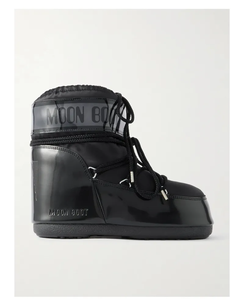 Moon Boot Icon Glow Glance Schneestiefel Aus Satin Und Pvc - Schwarz Schwarz